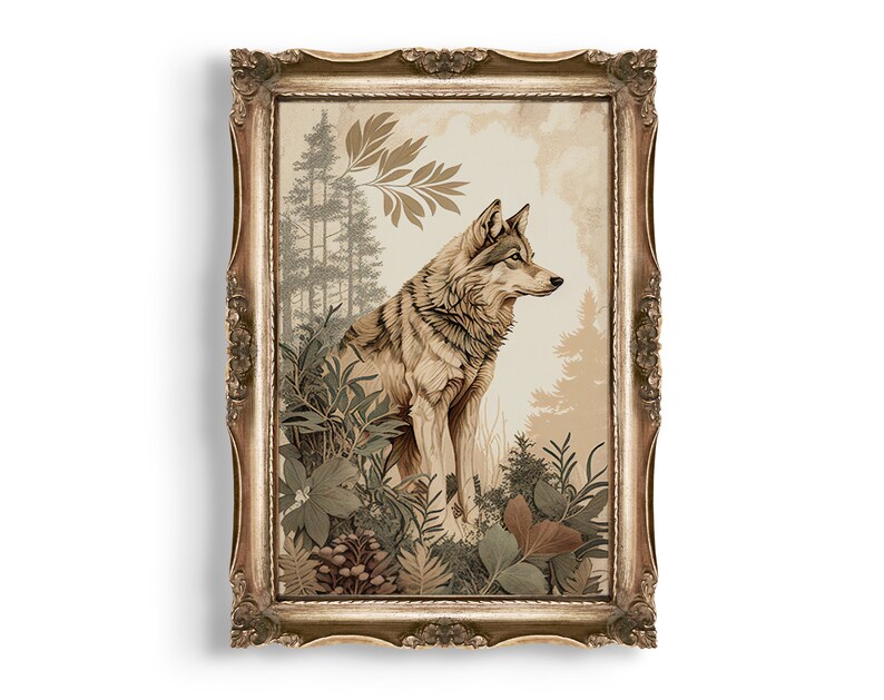 Wolf Boho Cottagecore Prints Forest Room Decor Nature Etsy