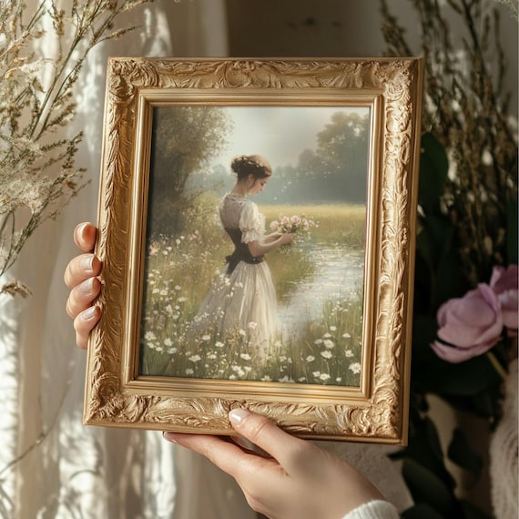 Lady of the Wildflowers | Cottagecore Wall Art, Nursery Prints, Farmhouse Decor, Spring Home Decor, Floral Aesthetic, Flowers Artwork