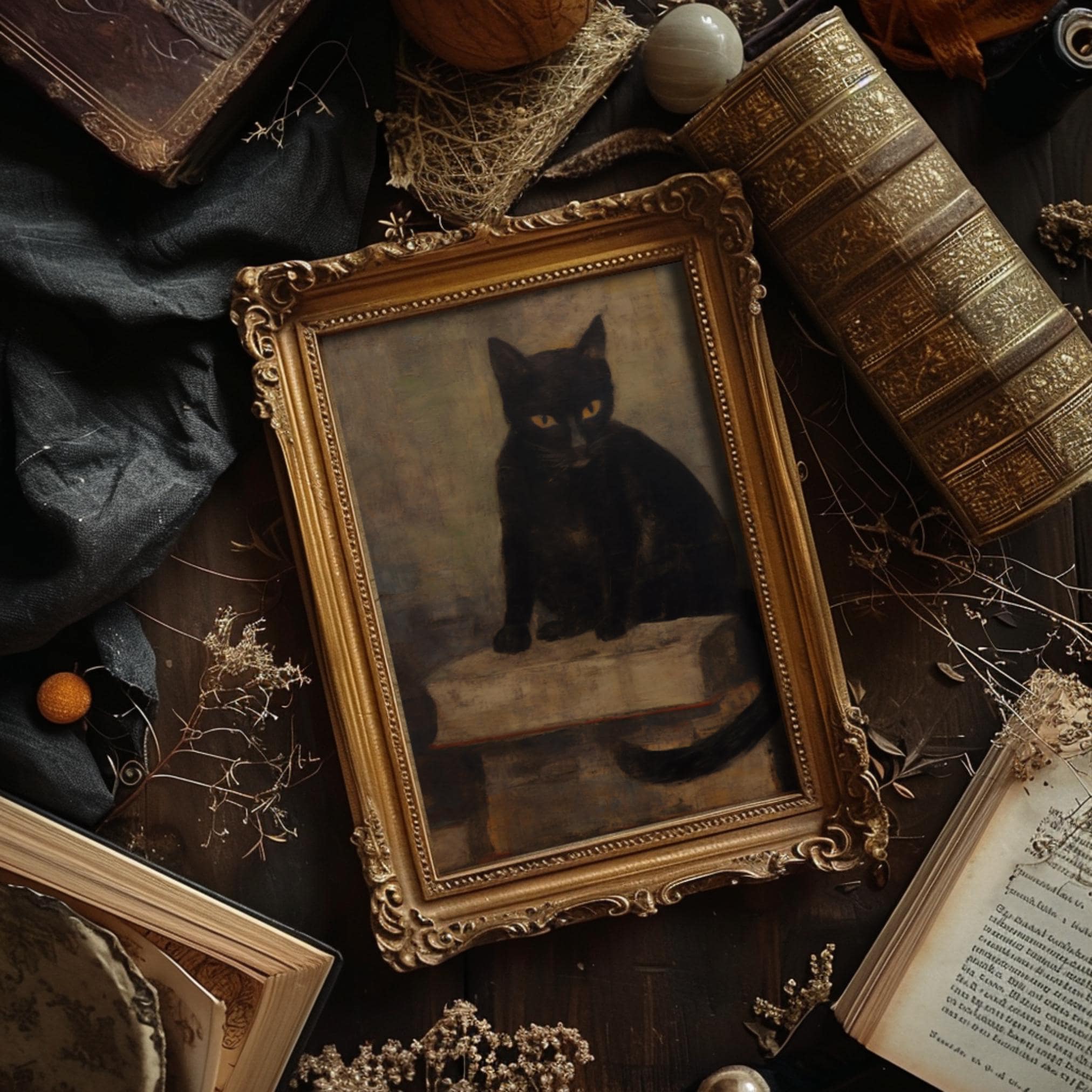 Vintage Cat | Dark Academia Prints, Gothic Home Decor, Witchy Wall Art ...