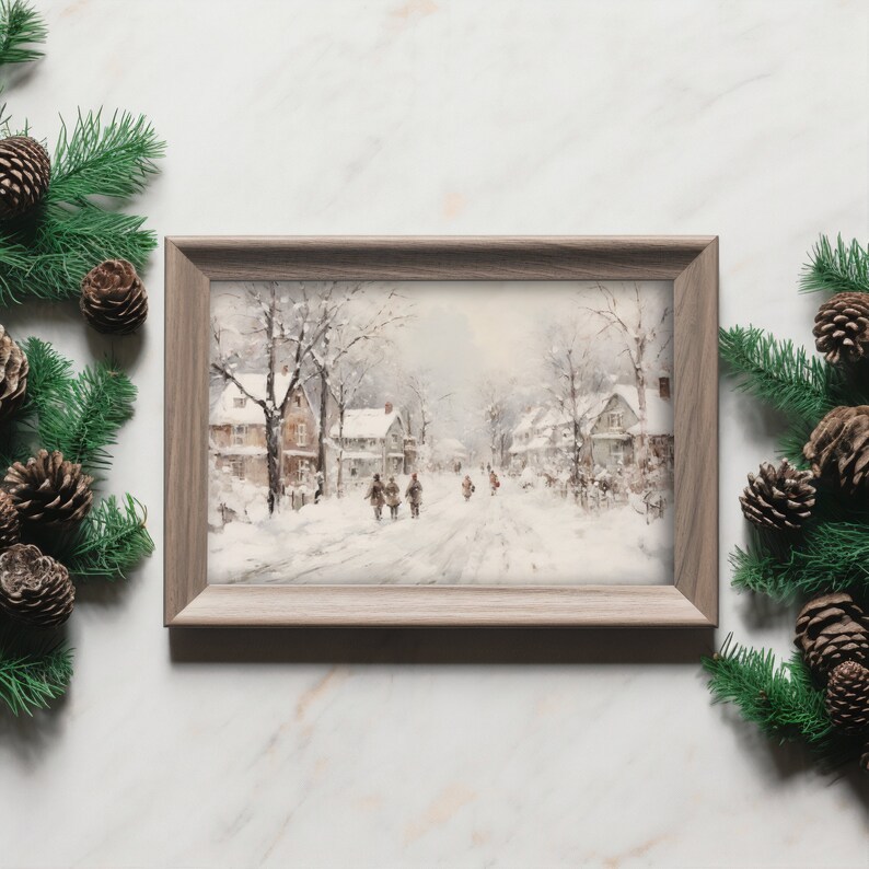 Moody Classic Aesthetic: This artwork encapsulates a moody and classic ambiance, perfect for those seeking dark academia decor and a timeless holiday vibe.