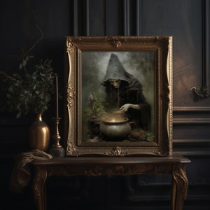 Immerse yourself in the enchanting botanical world with forest witch prints reminiscent of vintage oil paintings.