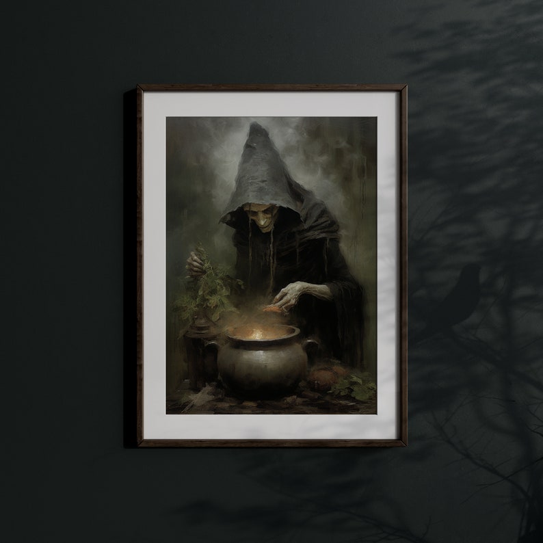 Unleash the spellbinding enchantment of baba yaga art, adding a touch of whimsigoth decor to your space.