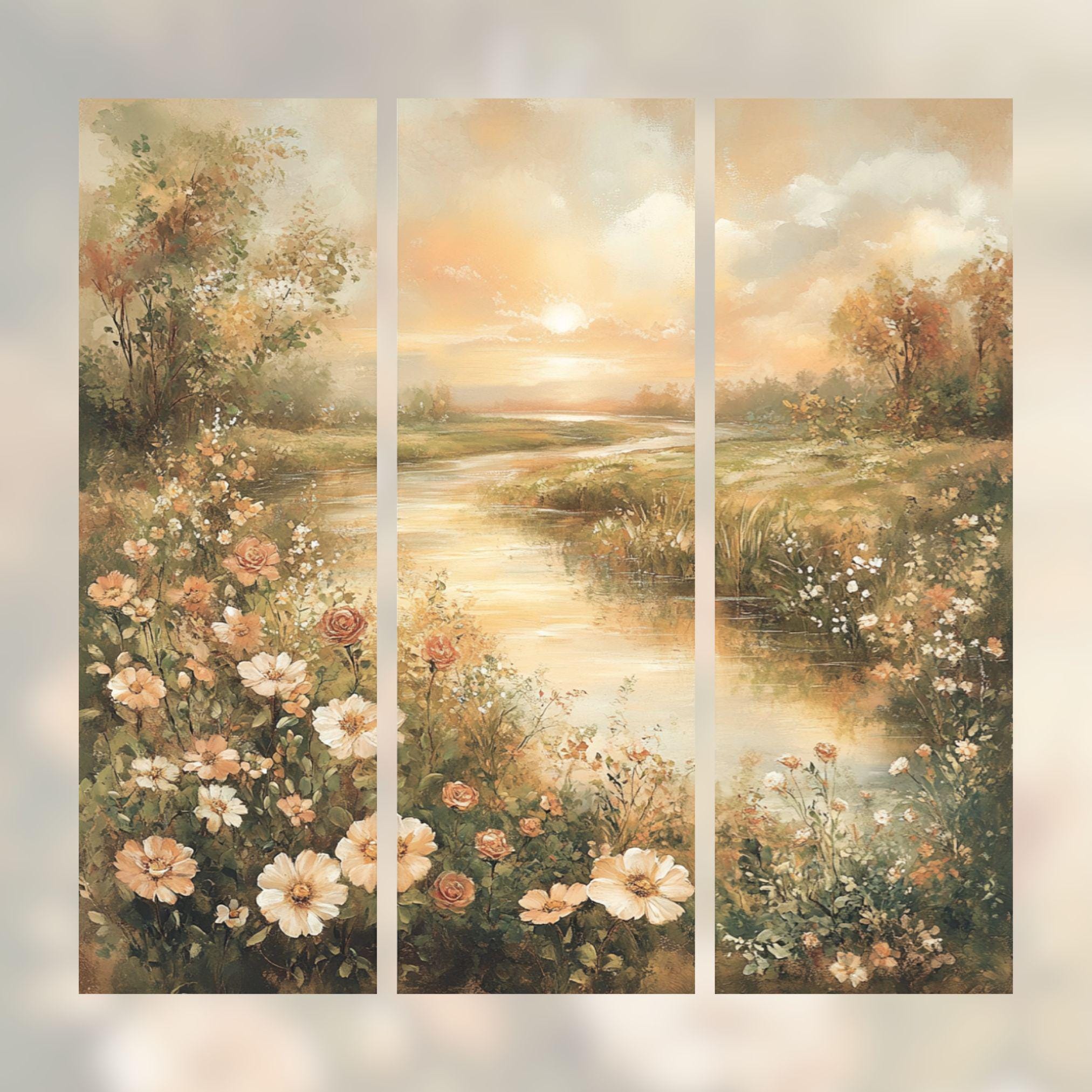 Set of 3 Narrow Landscape Prints | Tall Triptych Art, 3 Piece Wall
