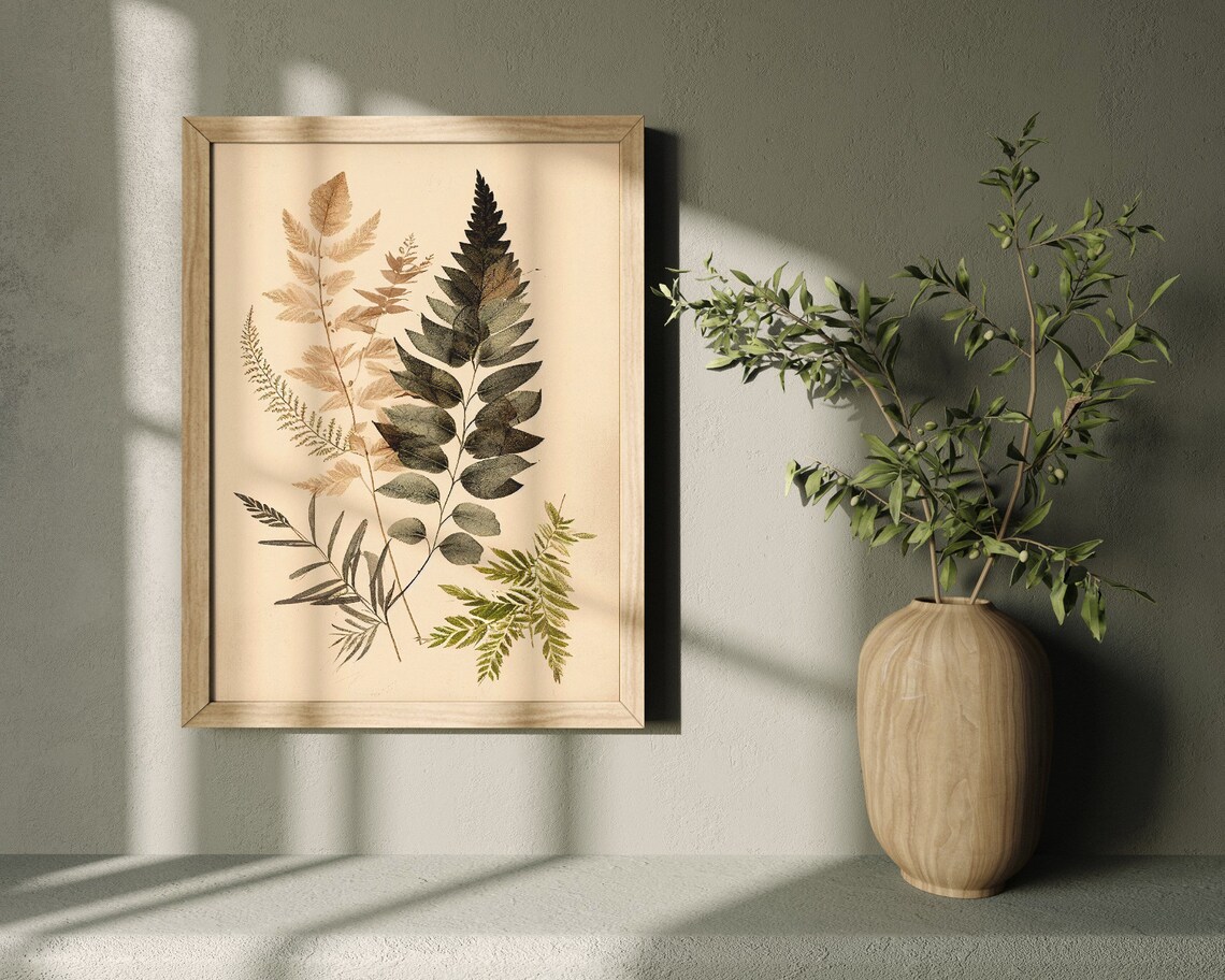 Leaves Boho Cottagecore Prints Botanical Room Decor Moody - Etsy