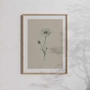 Printable bohemian art print showing a single white flower, a serene addition to eclectic or spring-themed decor.