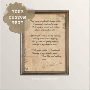 Impresión de cita personalizada / Decoración de Dark Academia, letras de poesía personalizadas imprimibles, estética de letras antiguas, regalo para amantes de los libros, decoración antigua para el hogar