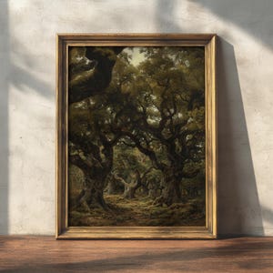 Old Forest | Woodland Art Print, Moody Nature Wall Art, Botanical Aesthetic, Dark Green Artwork, Farmhouse Decor, Tree Branches Printable