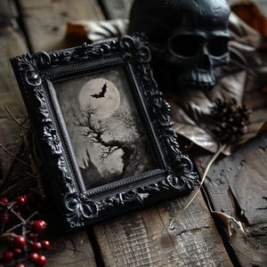 Perfect for Halloween prints, this dark celestial art adds an eerie touch to any room.
