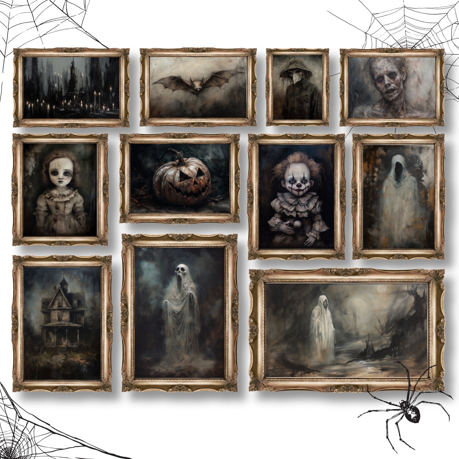 Set of Creepy Prints - Perfect Spooky Halloween Decoration