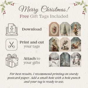 Vintage Christmas Town Oil Painting Print | Snowy Winter Village (Digital Download) image 9