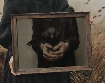 Korpen | Mörk Academia-dekor, Stämningsfull väggkonst, Vintage Goth-estetik, Gotisk heminredning, Whimsigoth-konst, Mörka viktorianska tryck, Makaber konst