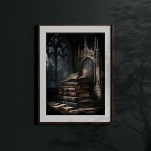 Gotiskt biblioteksbokstacktryck | Dark Academia rumsdekor (digital nedladdning) bild 2