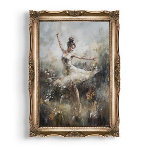 Flower Ballerina | Cottagecore Prints, Light Academia Decor, Floral Wall Art, Botanical Aesthetic, Antique Oil Painting, Nature Fairy Art