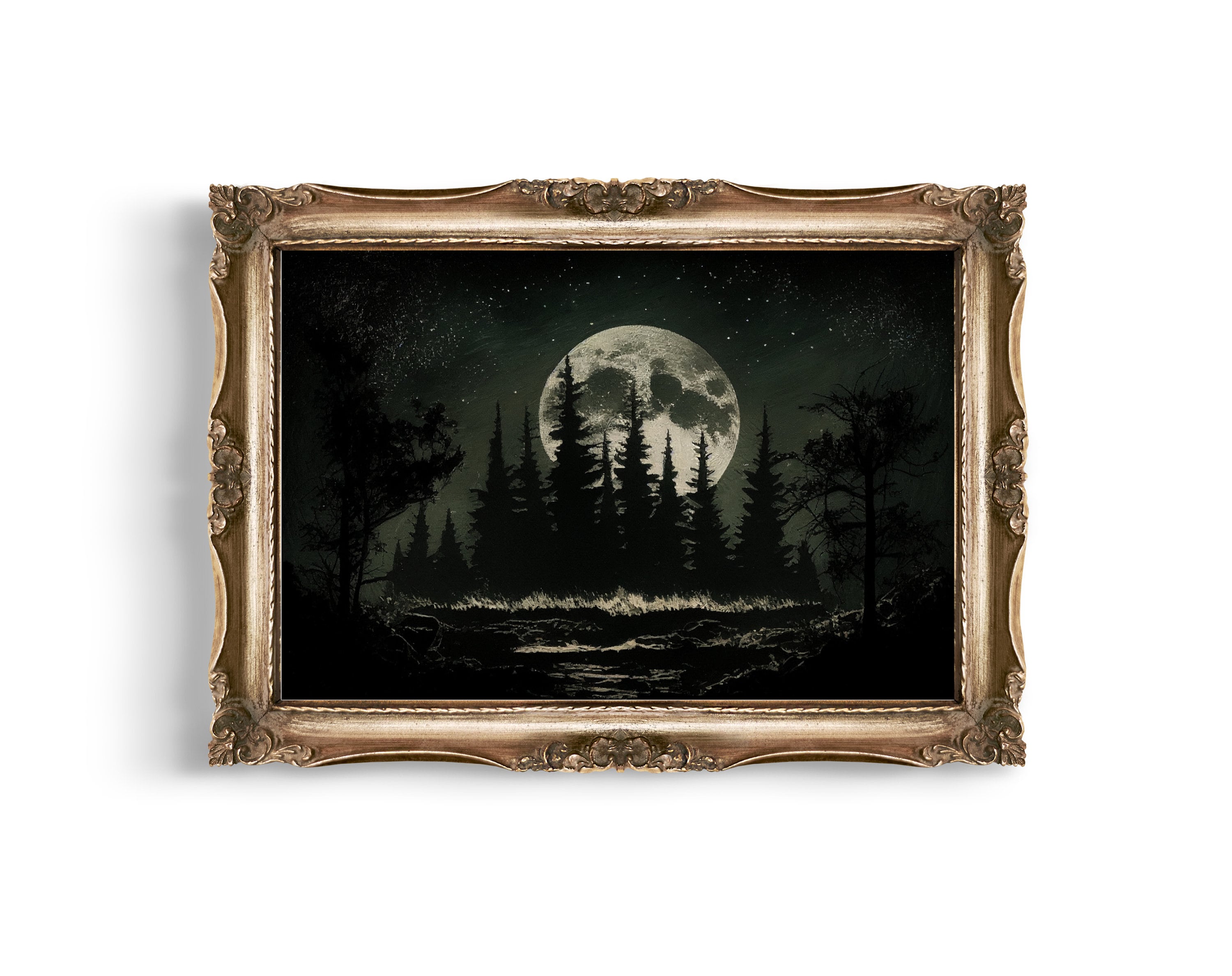 The Full Moon | Vintage Celestial Wall Art, Dark Academia Decor, Dark ...