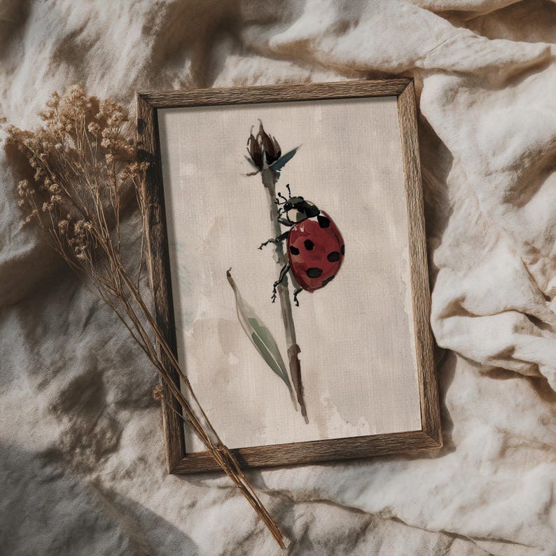 Ladybug Print | Insect Painting, Cottagecore Decor (digital Download ...