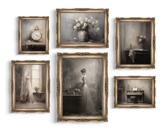 Set of 6 Light Academia Prints | Romantic Art, Gallery Wall Set, Victorian Aesthetic, Maximalist Decor, Moody Wall Art, Vintage Gallery Set