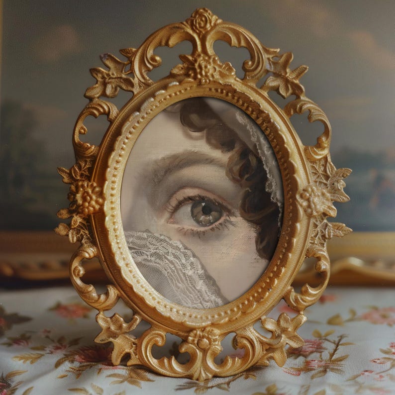 Curated set of vintage-style eye paintings, capturing Victorian gothic romance.