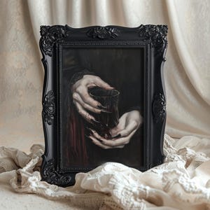 Boisson de vampire | Art mural gothique, gravures d&#39;Halloween, peinture à l&#39;huile sombre, décoration d&#39;intérieur gothique, art effrayant et horreur, art macabre, esthétique vampire