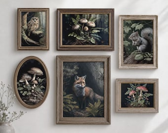 Set of 6 Cottagecore Prints | Forest Animal Gallery Wall Set (Digital Download)