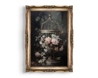 Victorian Floral Still Life Print: Dark Cottagecore Wall Art (Digital Download)