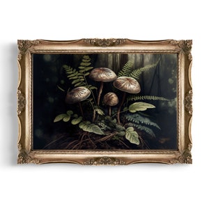 Dark Forest Mushroom Print | Vintage Cottagecore Wall Art (Digital Download)