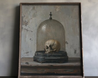 Memento Mori Print: Skull Under Glass Dome, Dark Academia (Digital Download)