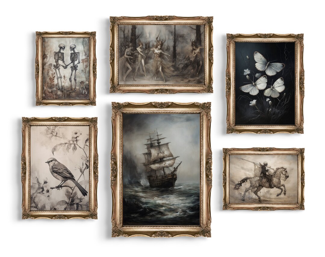 Set of 6 Moody Dark Academia Prints | Gothic Home Decor, Goth ...