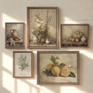 Set mit 5 Kunstdrucken im rustikalen Küchenstil | Landhausdeko, Bilderwand-Set (Digitaler Download)
