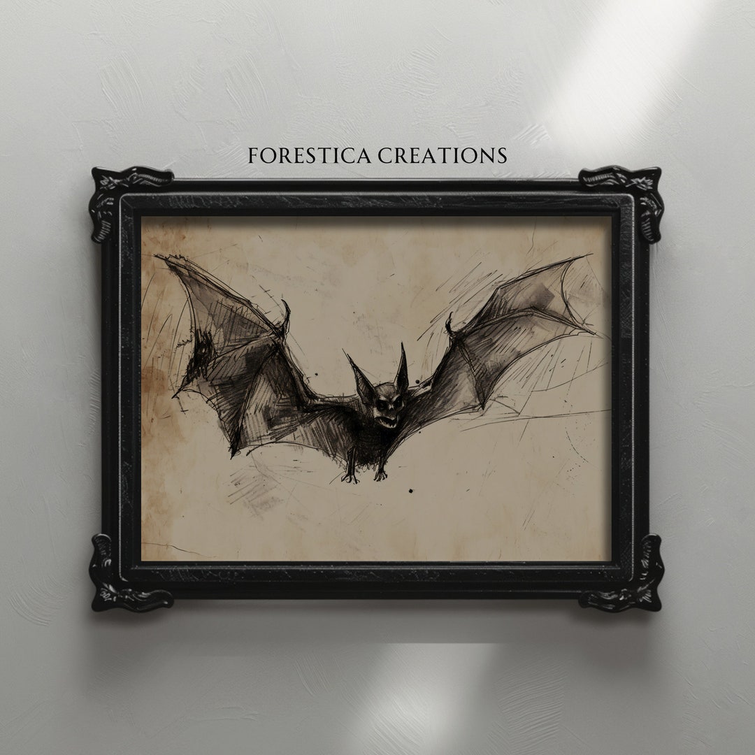 Bat | Dark Academia Prints, Gothic Home Decor, Witchy Wall Art, Dark Moody  Decor, Vintage Goth Aesthetic, Halloween Prints, Rustic Farmhouse - Etsy