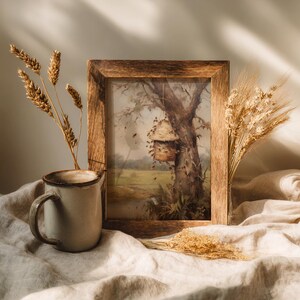 Old Beehive | Cottagecore Prints, Farmhouse Decor, Honey Bee Wall Art, Rustic Home Decor, Spring Art Print, Vintage Oil Painting Aesthetic image 3