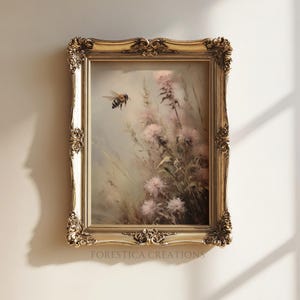 Bee | Cottagecore Prints, Floral Decor, Botanical Aesthetic, Moody Painting Print, Fairytale Home Decor, Nature Wall Art, Fairycore Wall Art