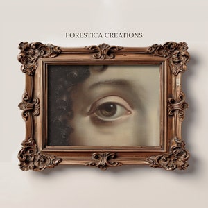 A set of six antique oil painting-inspired eye prints, exuding a spooky yet romantic Victorian gothic aesthetic.