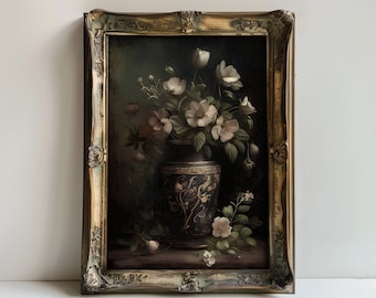 Osdfem Vintage Pivoine Fleurs Art Mural Dark Academia