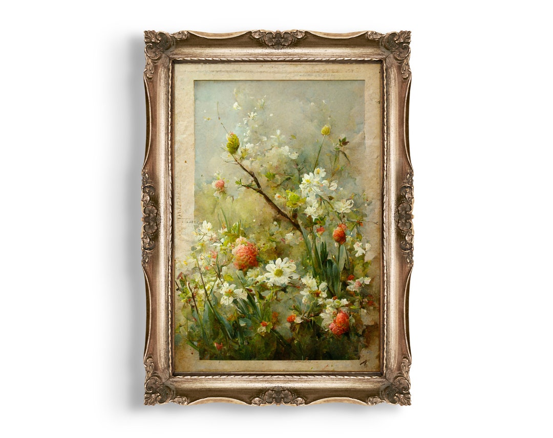 Spring Flowers | Cottagecore Aesthetic, Digital Antique Oil Painting ...