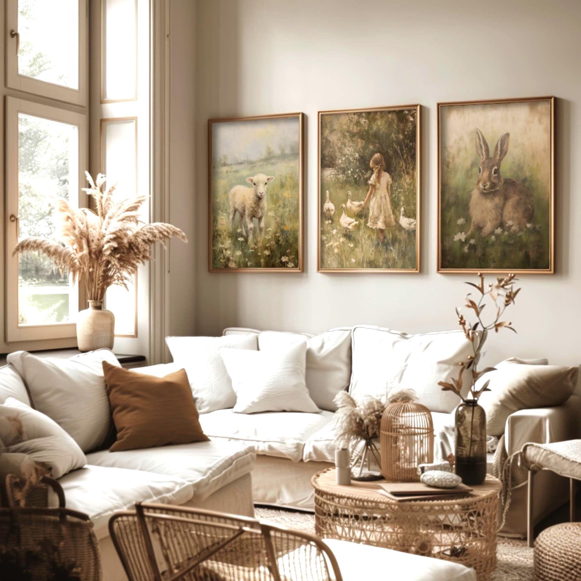 Set of 3 Farmhouse Prints | Cottagecore Decor, Moody Spring Wall Art ...