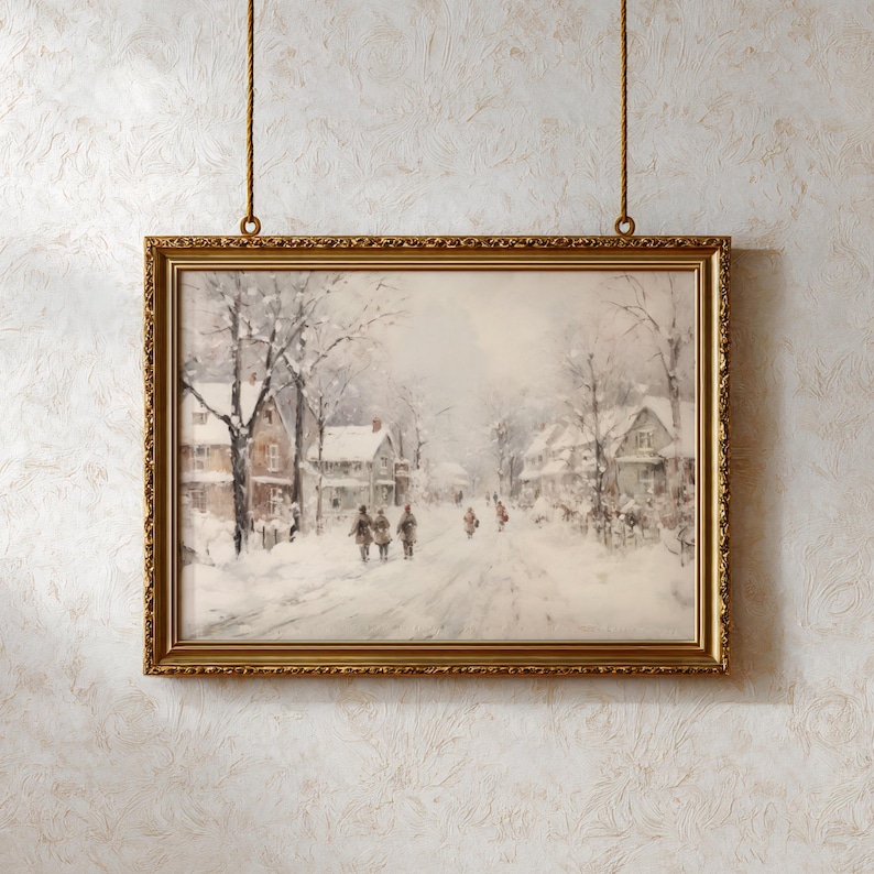 The snowy wall art is a perfect fit for your winter room decor. The print captures the beauty of winter with its snowy landscape and festive elements.