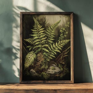 Dark Forest Fern Print | Vintage Botanical Goblincore Wall Art (Digital Download)