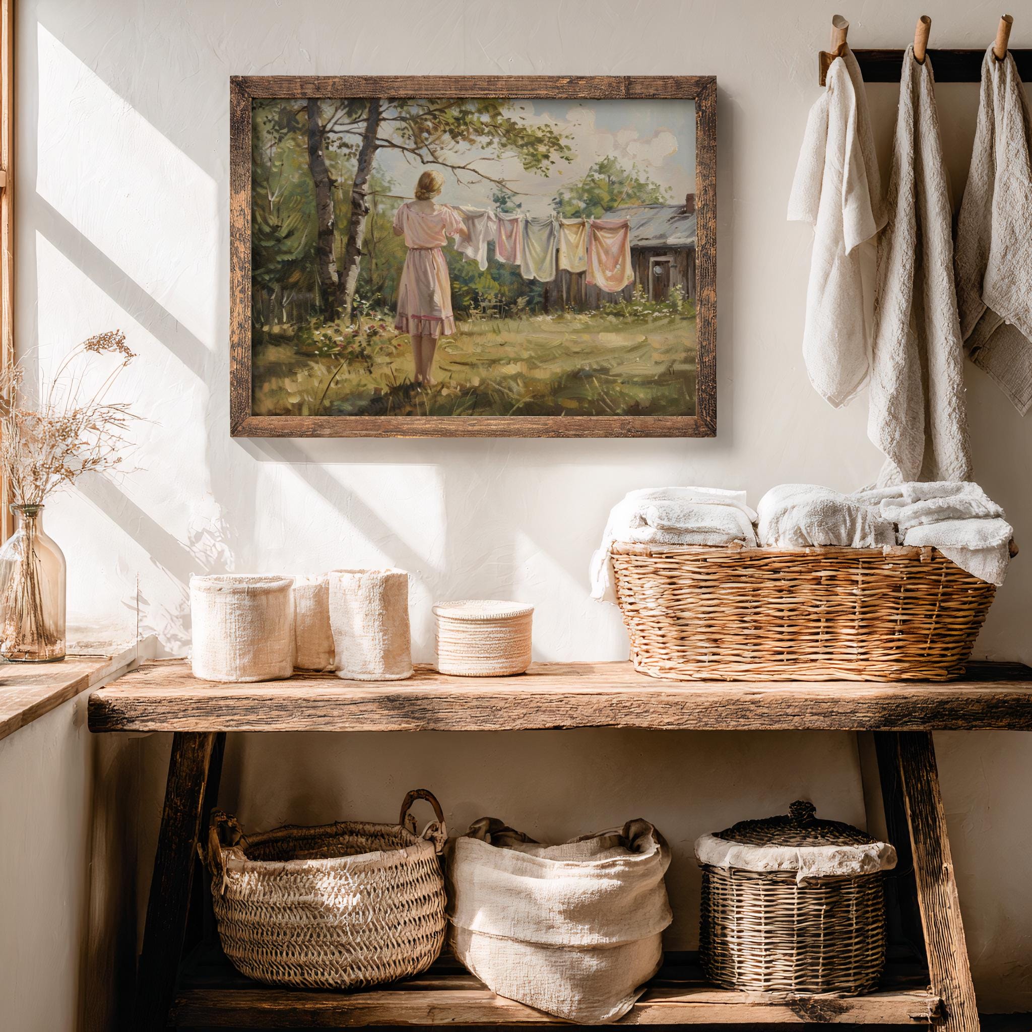Laundry Day | Spring Decor, Cottagecore Print, Rustic Home Decor ...