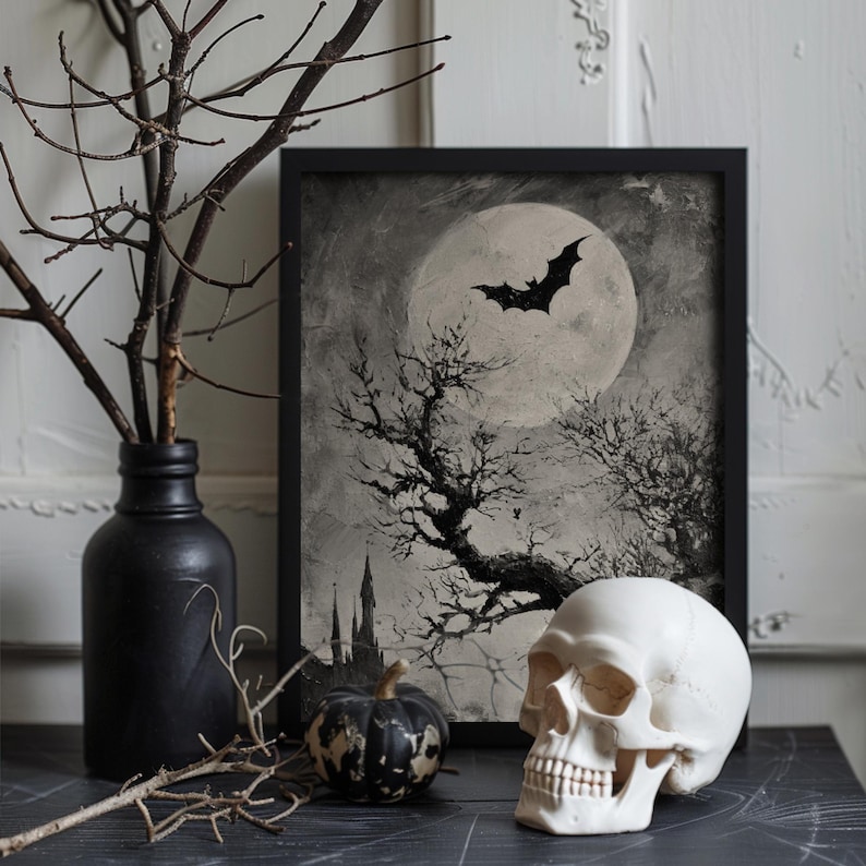 Dark academia and goth cottagecore enthusiasts will love this spooky, macabre wall art.