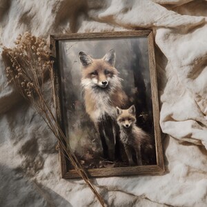 Moody Inspiration: Let nature's poetry adorn your walls. 3 piece wall art set whispers tales of forests and foxes in every brushstroke.