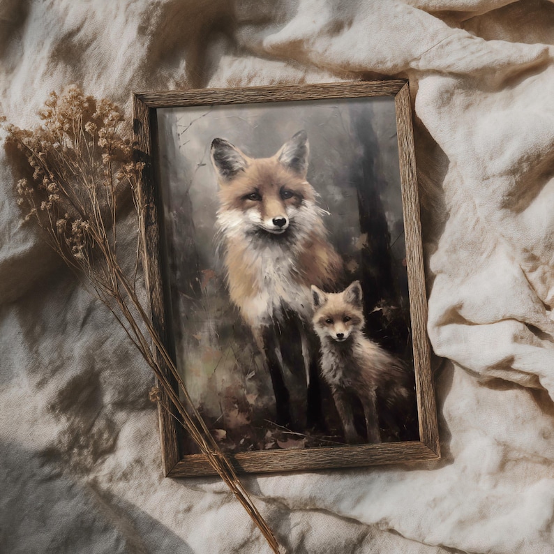Moody Inspiration: Let nature's poetry adorn your walls. 3 piece wall art set whispers tales of forests and foxes in every brushstroke.