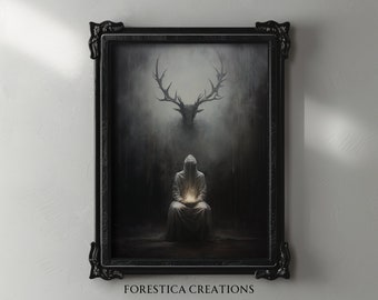 Ritueel | Halloween-afdrukken, Goth-huisdecor, Dark Academia-decor, gotische muurkunst, olieverfschilderij, macabere kunstdecor, spookachtige horrorkunst
