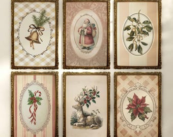 Set of 6 Victorian Christmas Prints | Vintage Holiday Gallery Wall, Moody Cottagecore Decor (Digital Download)