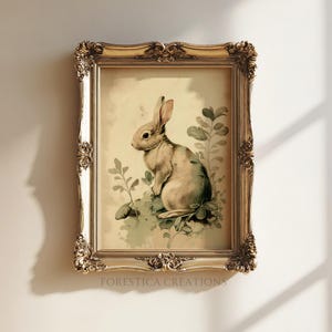 Cute bunny, easter rabbit, beige and sage green