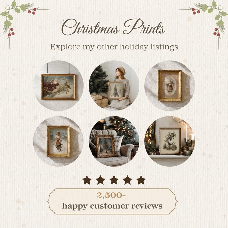 Vintage Christmas Town Oil Painting Print | Snowy Winter Village (Digital Download) image 14