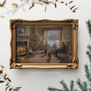 Christmtas Gathering | Moody Wall Art, Oil Painting Aesthetic, Dark Academia Print, Winter Decor, Holiday Printable, Christmas Home Decor
