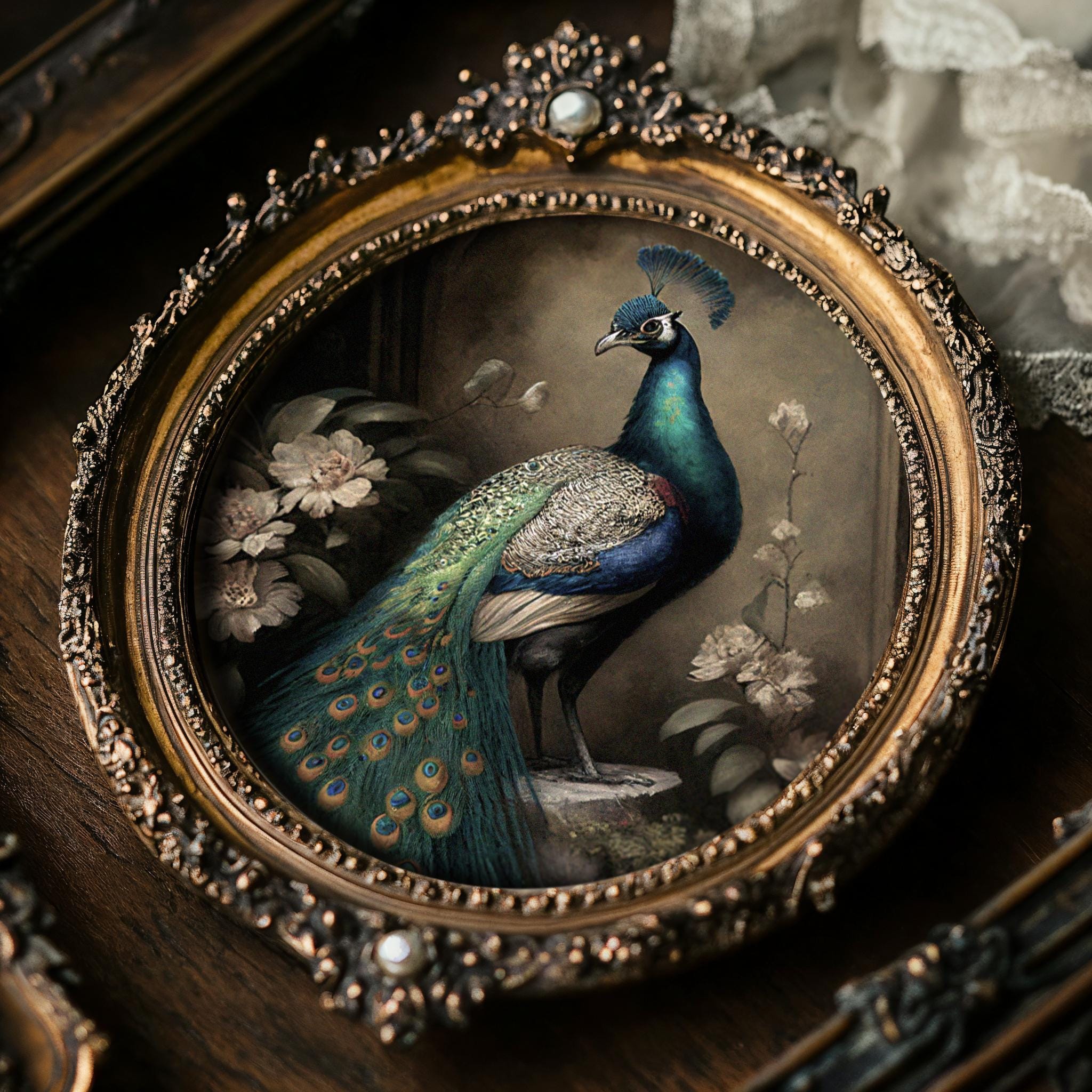 ★Original ART  ‘Peacock’ Peacock Wall Art Print Vintage Peacock Large Framed Wall Art
