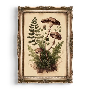 Pilze | Cottagecore Print, Witchy Wandkunst, Goblincore Ästhetische Öl Malerei, Stimmungsvolles Vintage Poster, Boho Wald Wanddeko