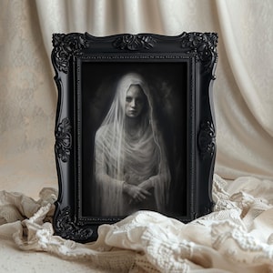 Dark Bride | Gothic Art Print, Vintage Halloween Artwork, Goth Home Decor, Antique Painting Aesthetic, Spooky Ghost Wall Art, Creepy Decor