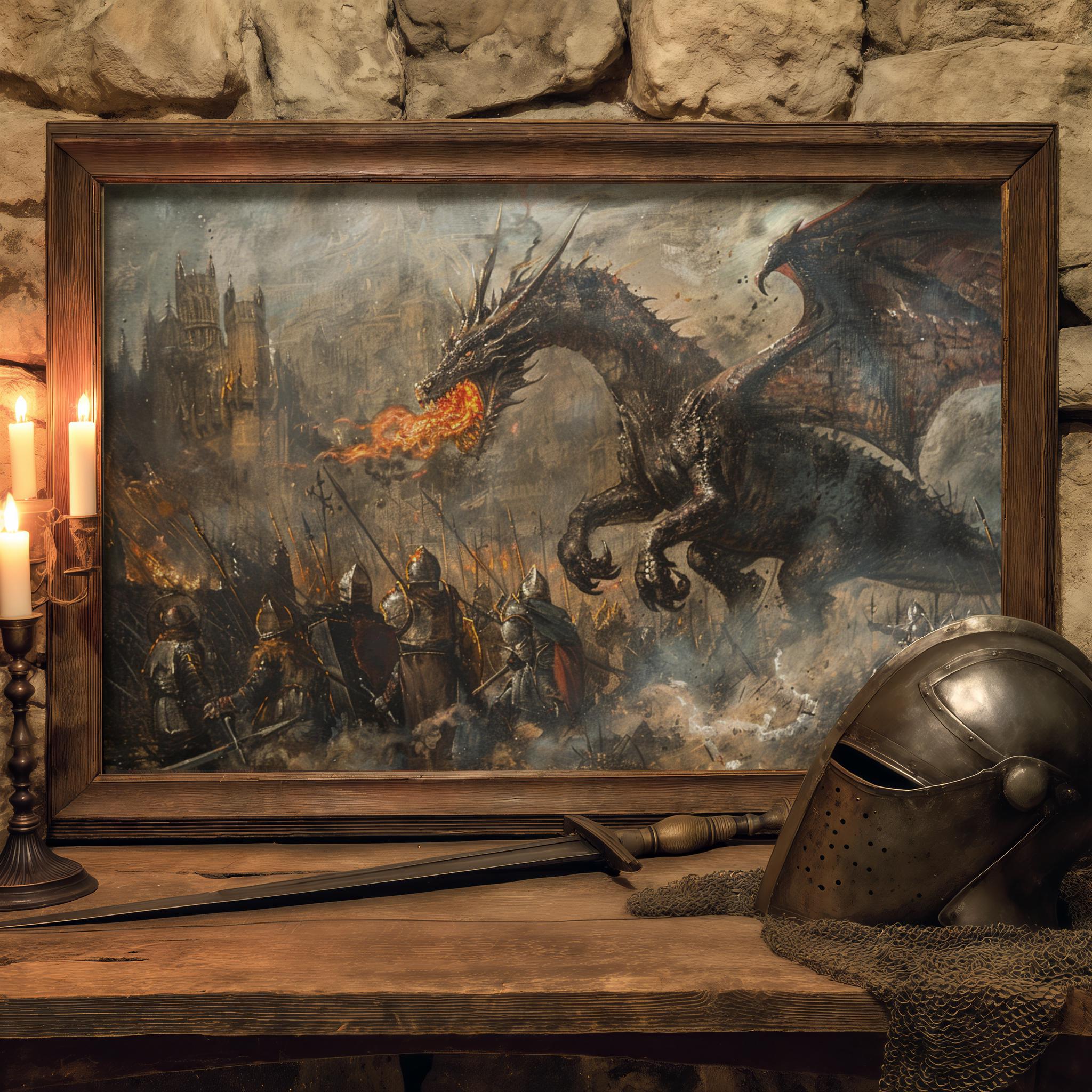 戦うドラゴン | 中世の戦闘画、ファンタジーダンジョンズ＆ドラゴンズ